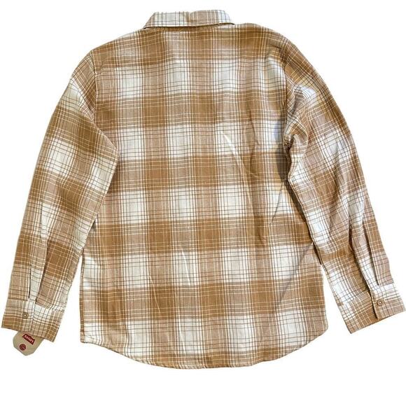 NWT Levi’s Plaid Flannel Button Down Camel Kids Large - Picture 2 of 7